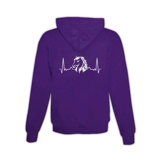 Image of Schwesternuhr Hoodie Herzschlag Pferd Unisex - Lila - bei Hauptner.ch