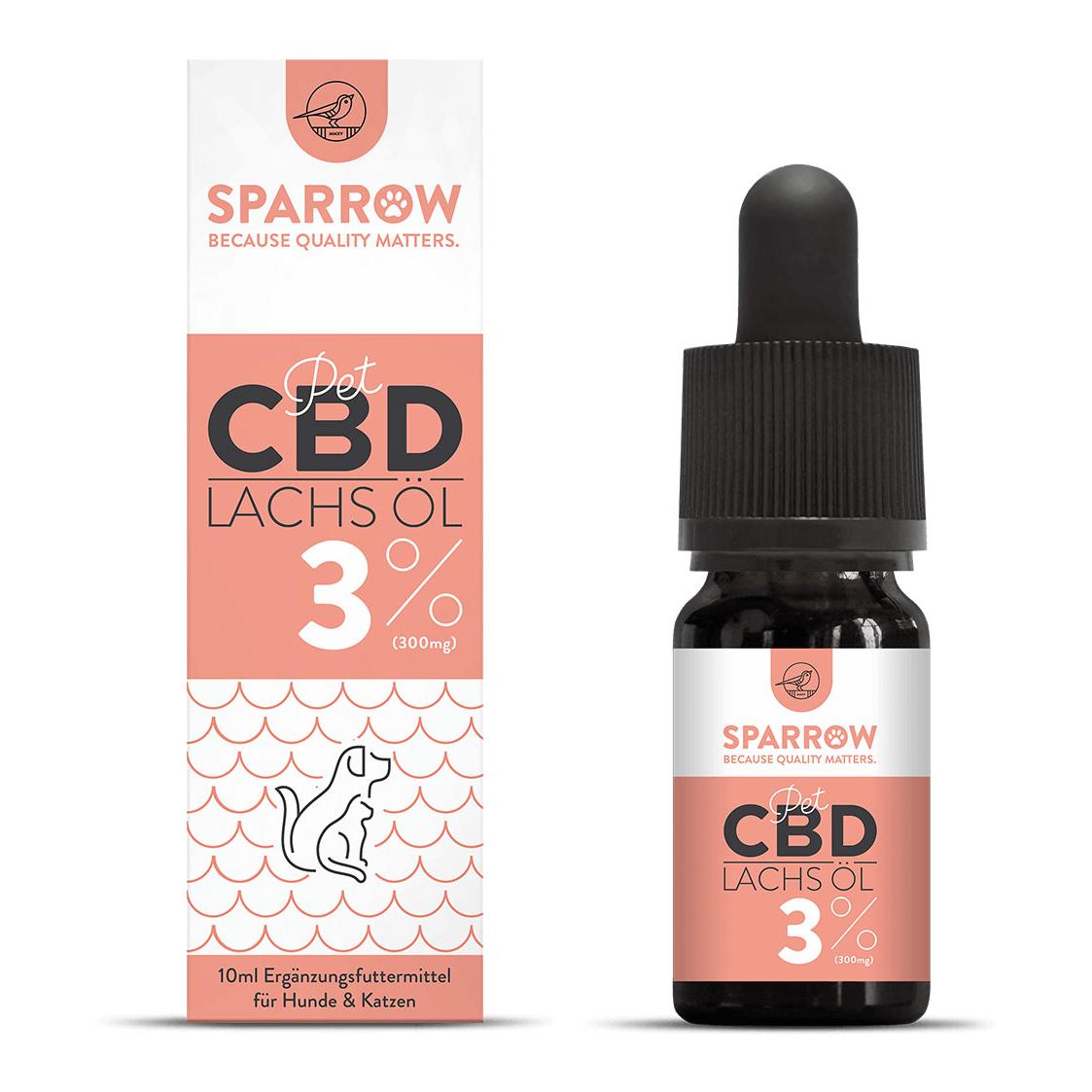 Image of Sparrow Pet CBD Hanföl 3% für Tiere Lachsöl bei Hauptner.ch