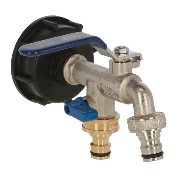 IBC Adapter S60x6, mit zwei Schnellkupplungen, separat absperrbar IBC Adapter S60x6, mit zwei Schnellkupplungen, separat absperrbar