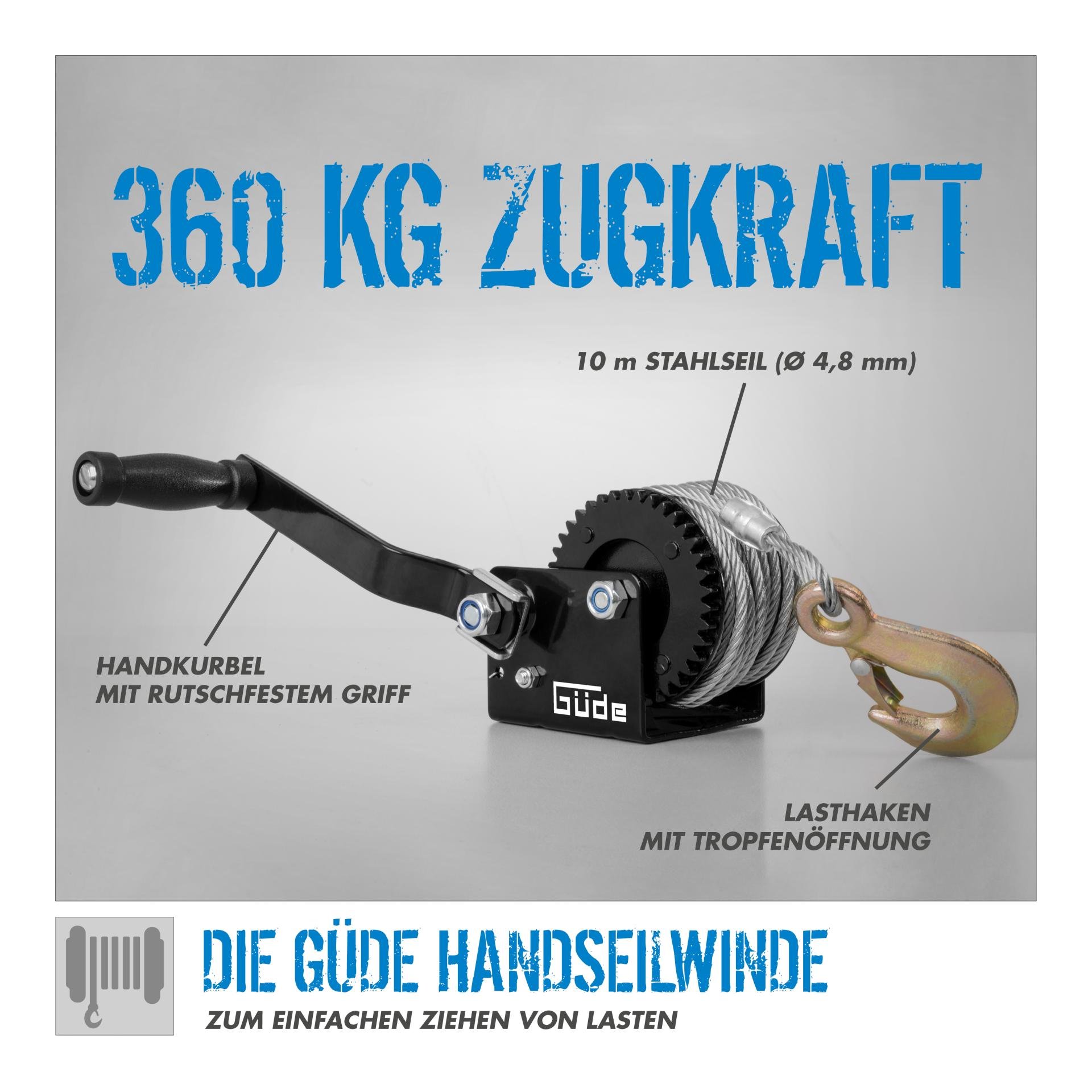Seilwinde 360 kg 10 m