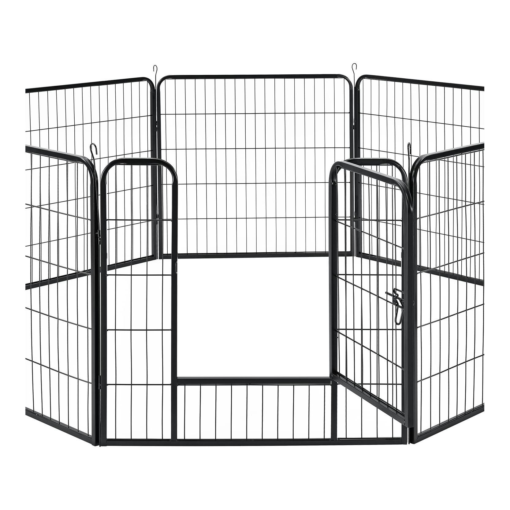 Welpenauslauf aus Metall 80 cm mit doppelt verriegelbarer Tür - 8-teilig
