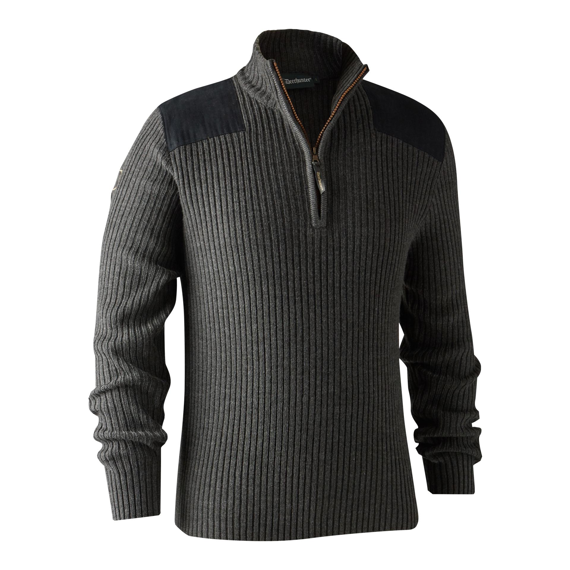 Image of Deerhunter Rogaland Pullover mit Zip-Neck - Dark Grey Melange bei Hauptner.ch