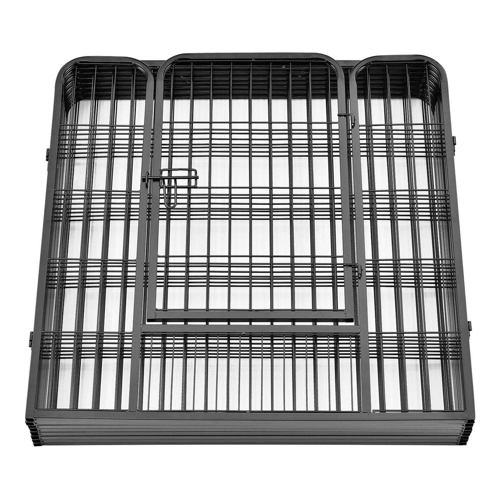 Welpenauslauf aus Metall 80 cm mit doppelt verriegelbarer Tür - 8-teilig
