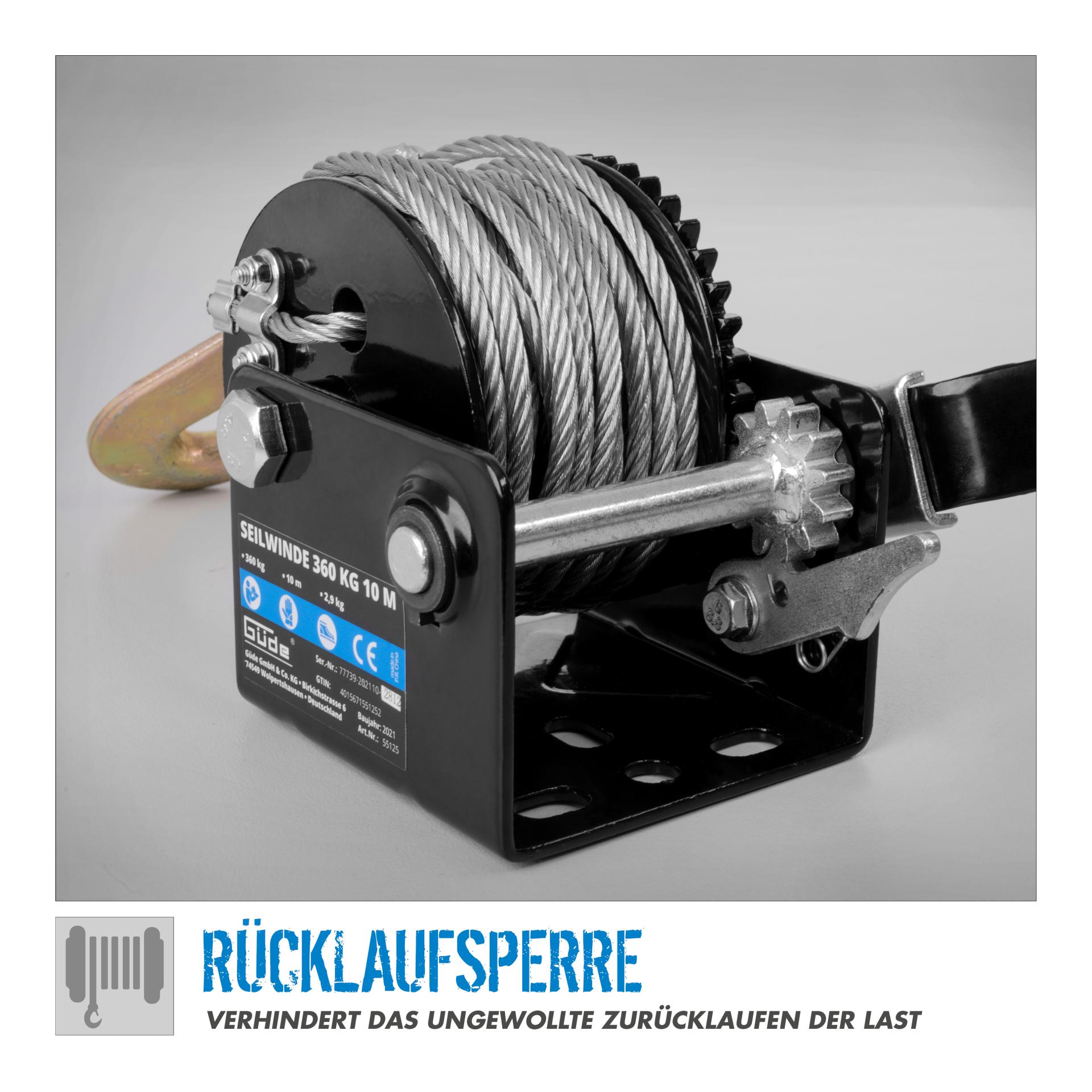 Seilwinde 360 kg 10 m