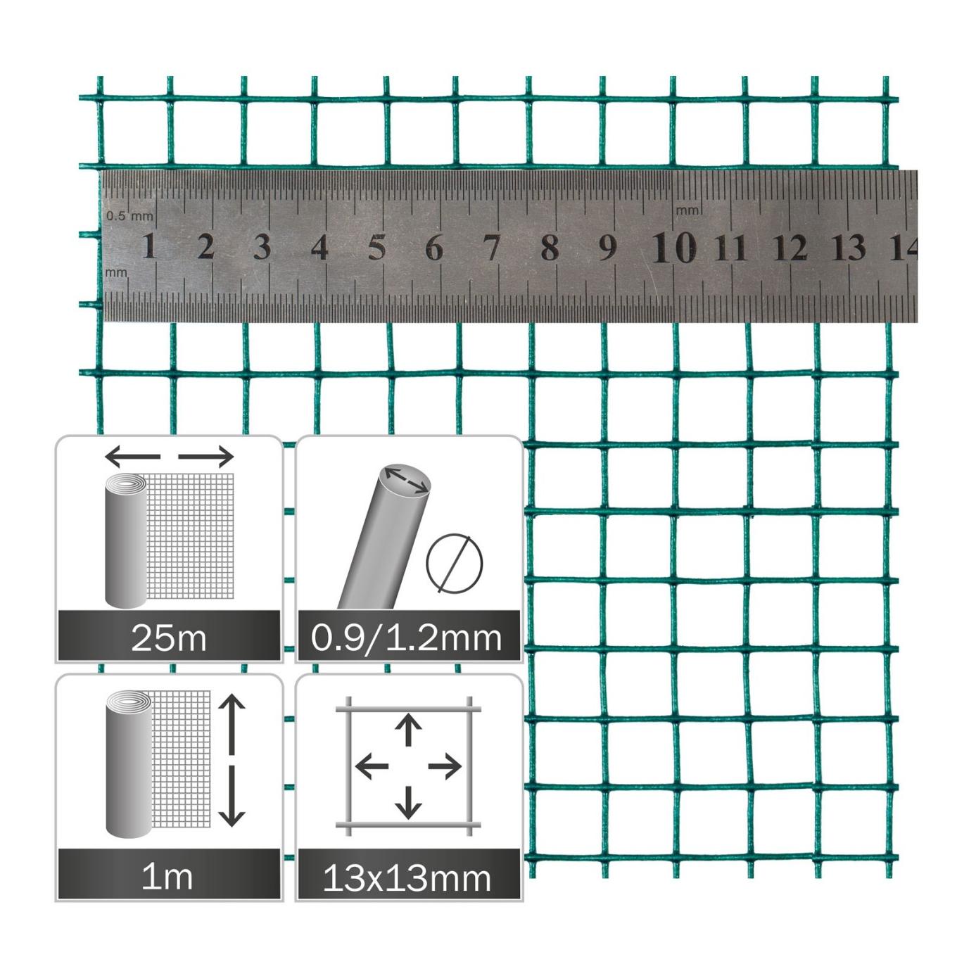 Grillage galvanisé - plastifié - 13 x 1.20 mm