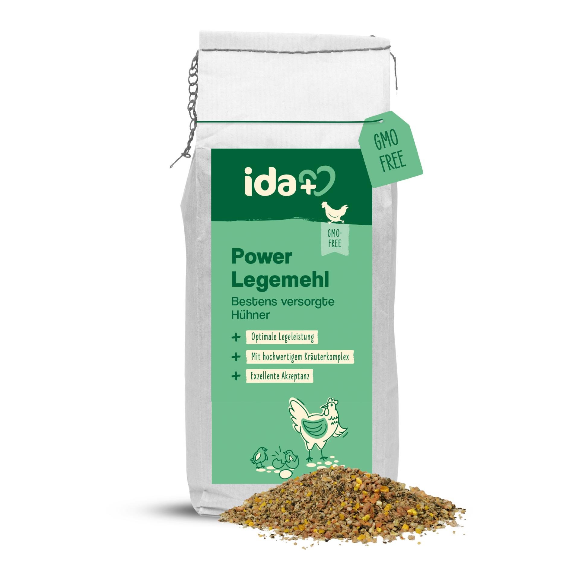 IdaPlus Power Legemehl für Hühner - Hühnerfutter für optimale Legeleistung & Eibildung 
