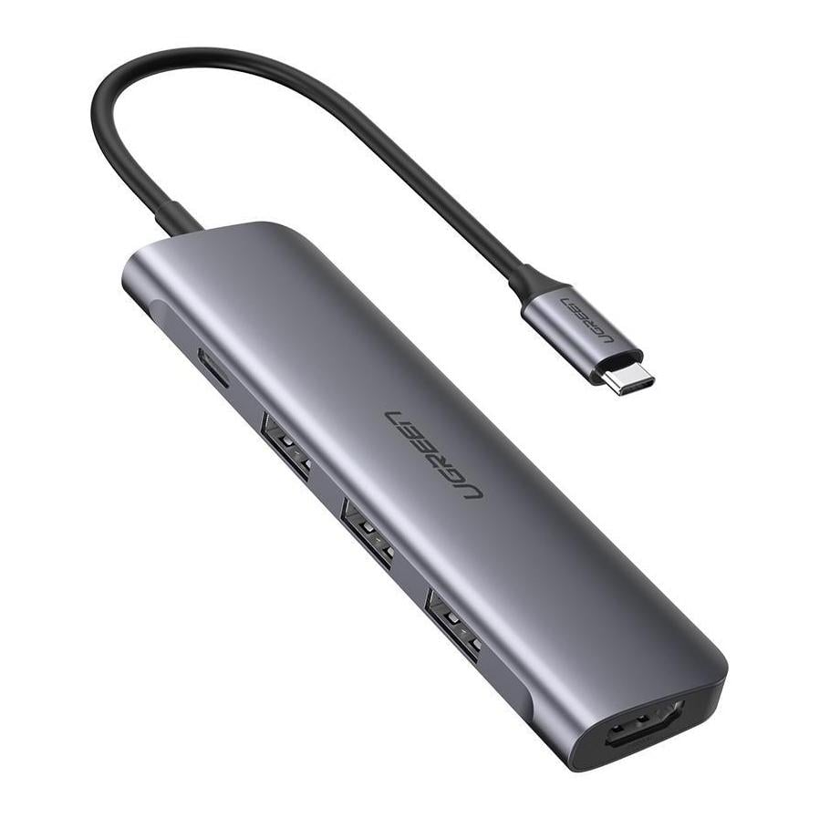 Image of Ugreen USB-C zu HDMI + 3x USB-A 3.0 + USB-C PD Hub - Grau bei Hauptner.ch