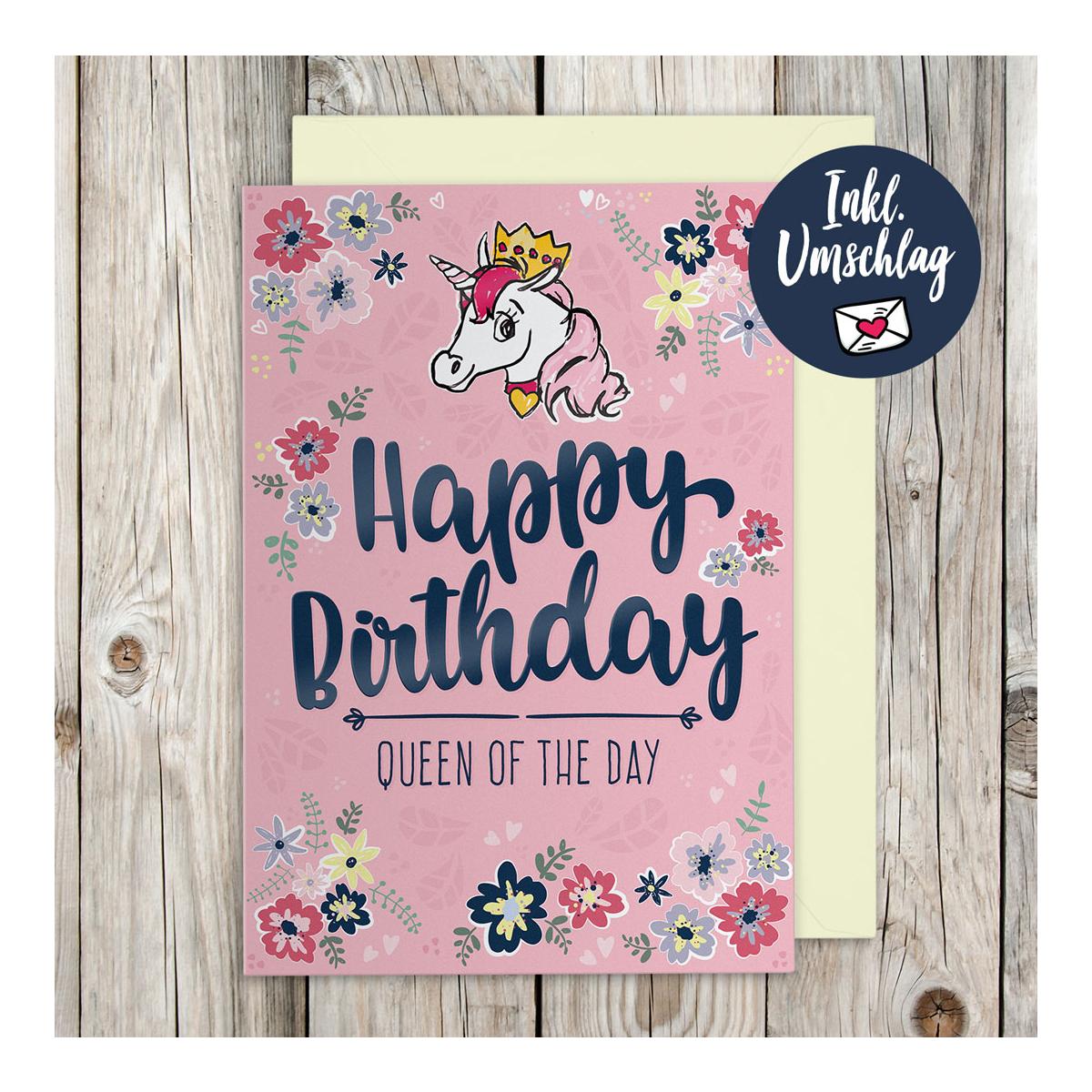 Grusskarte "Happy Birthday Queen"