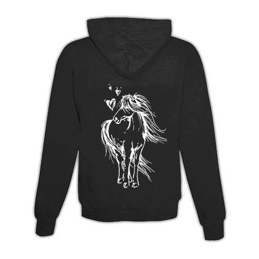 Image of Schwesternuhr Hoodie Pferd mit Herzen Unisex - Schwarz - bei Hauptner.ch