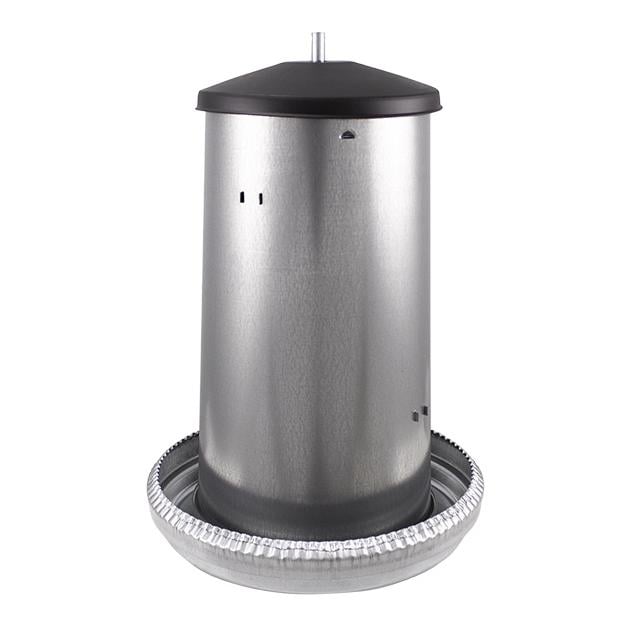 Futterautomat aus Metall mit Abdeckung