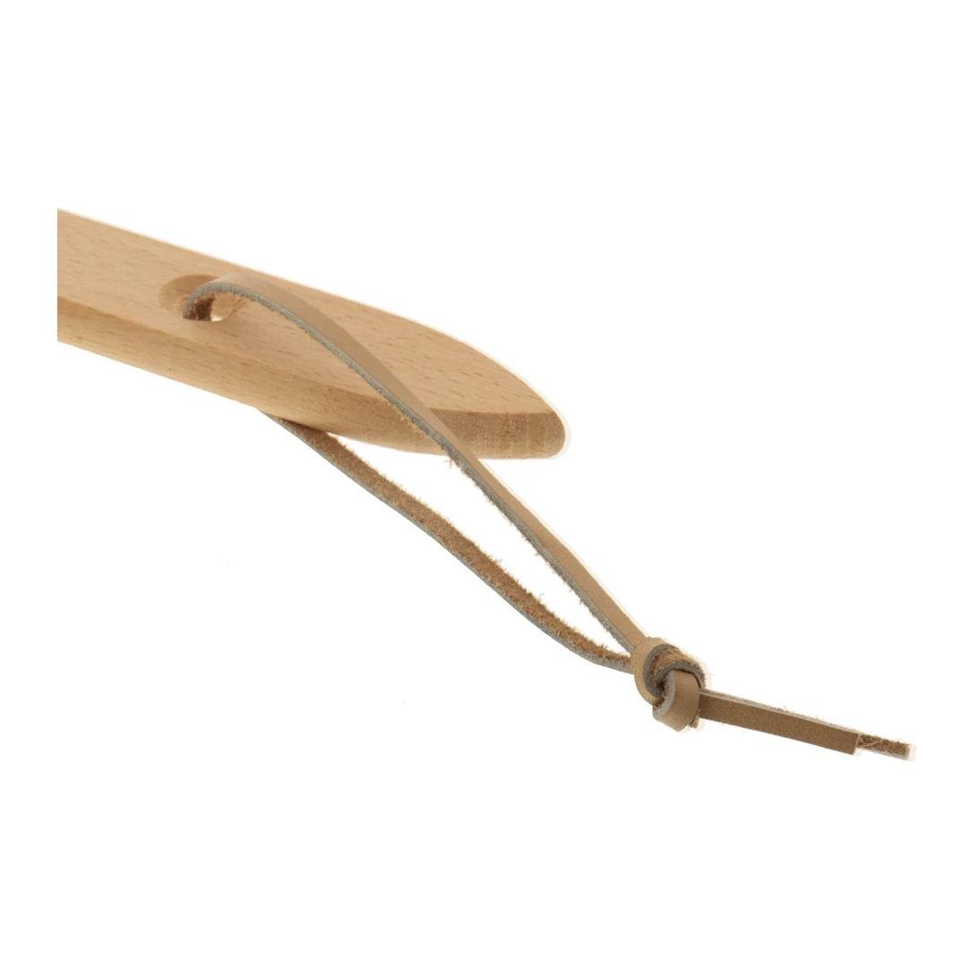 Fliegenklatsche aus Holz mit Leder