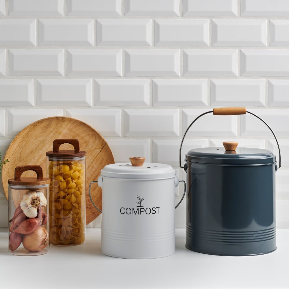 Runder Komposteimer 4,5 l – mit Filter und 3 l Kunststoffeimer