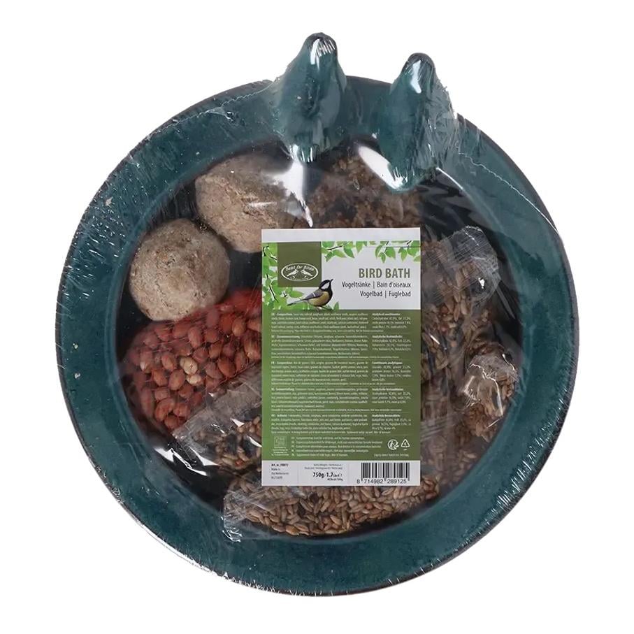 Vogeltränke rund + Futter sort