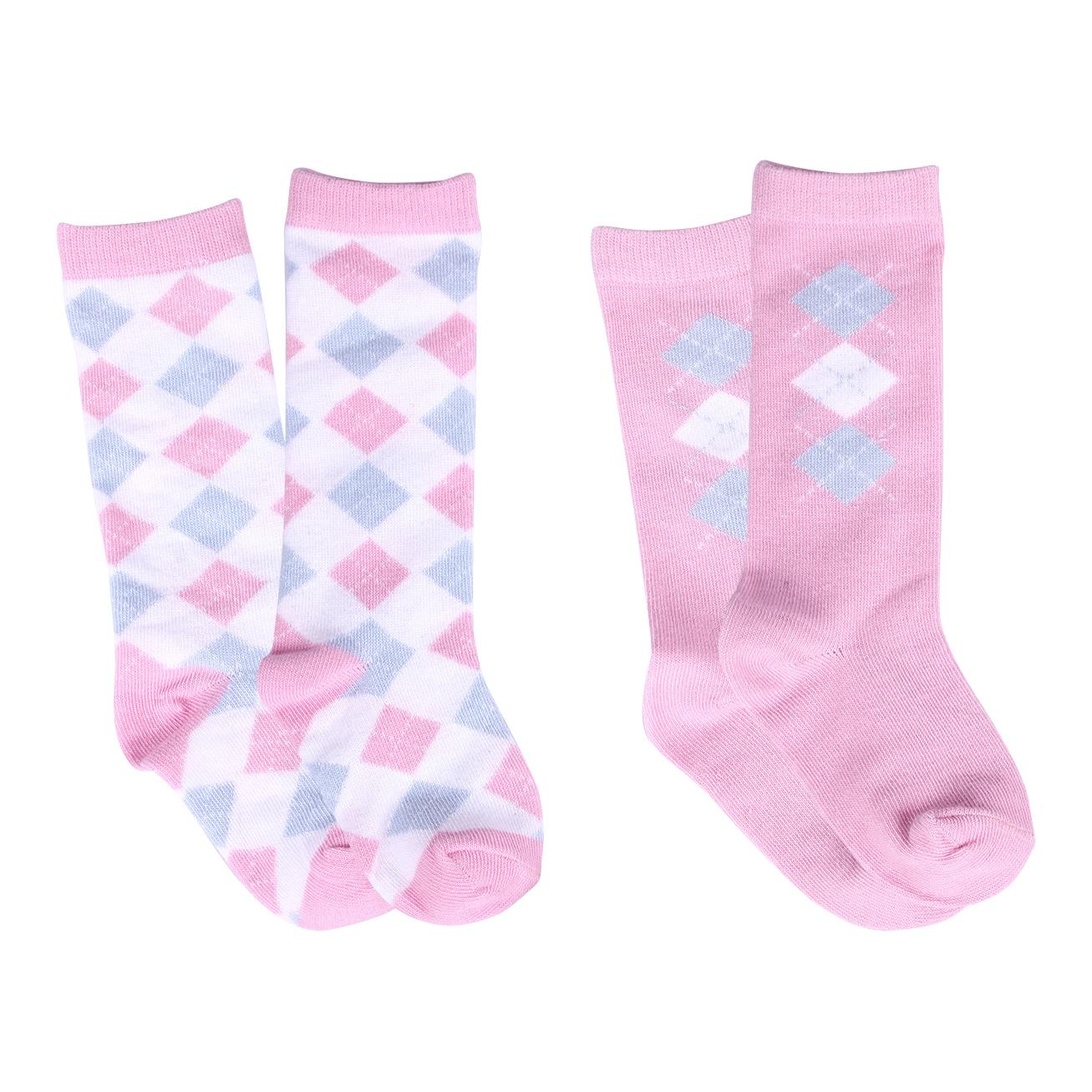 Image of QHP Baby Kniestrümpfe Check (2er Set) - rosa bei Hauptner.ch