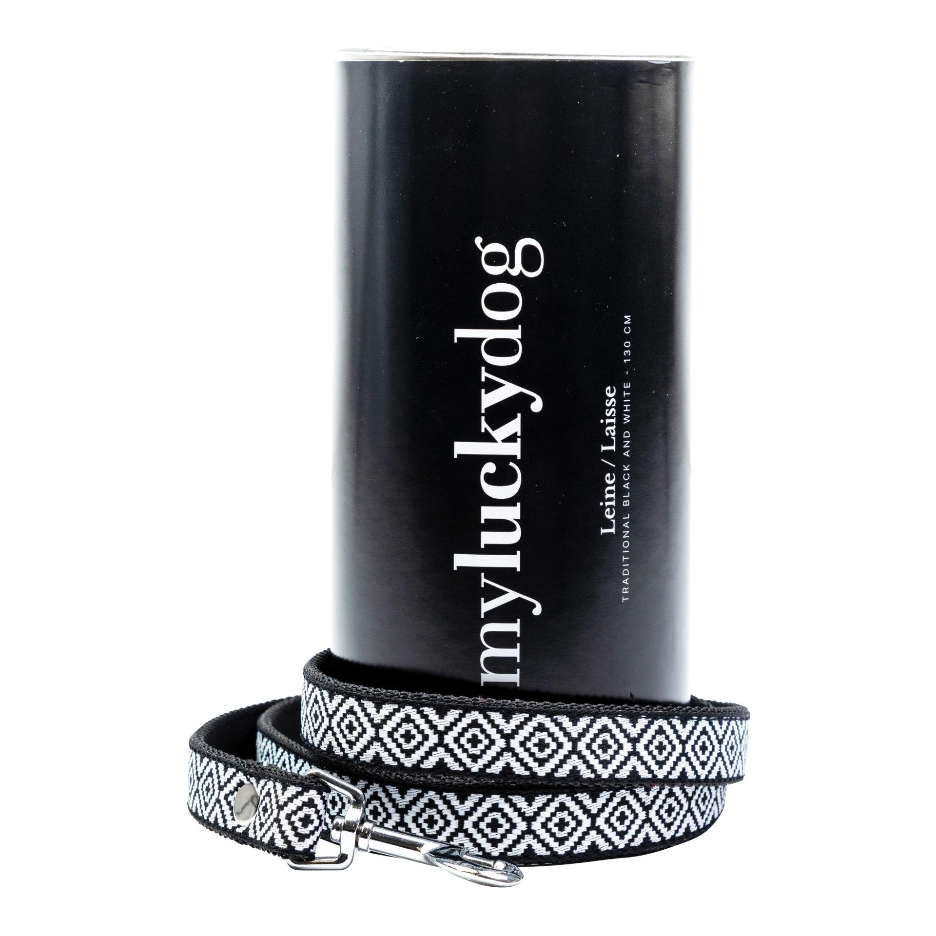 Image of MyLuckyDog Leine - traditional - black & white bei Hauptner.ch