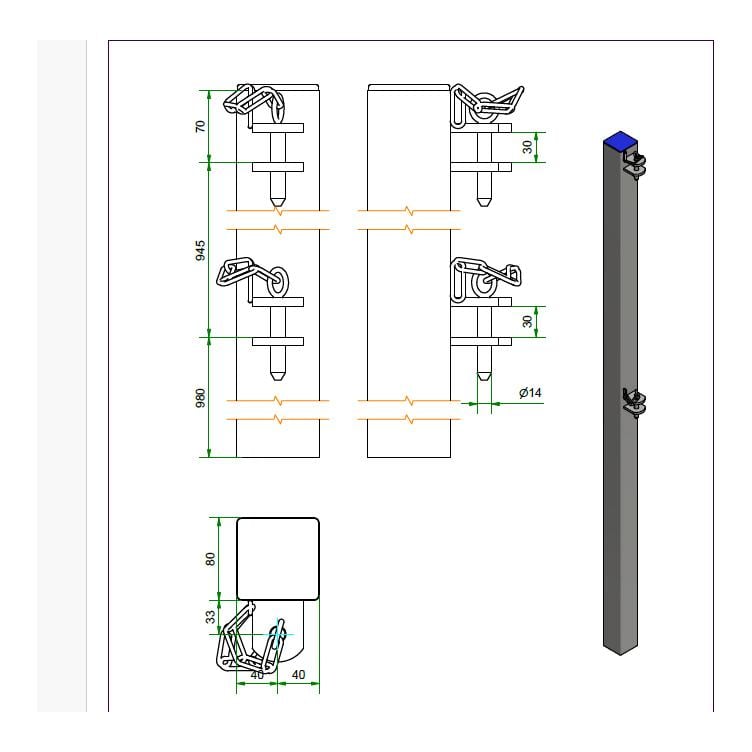 Poteaux métalliques pour portails de pâturage