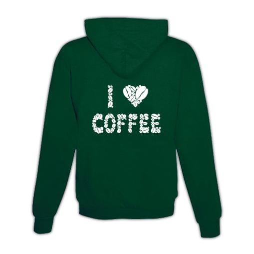 JoyLine Hoodie mit Zipper I Love Coffee Unisex - Grün