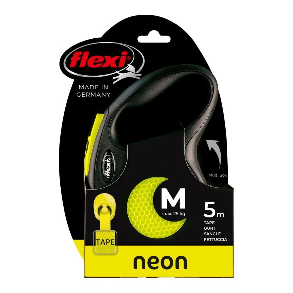 Flexi New Classic NEON Auszugsleine - schwarz/gelb