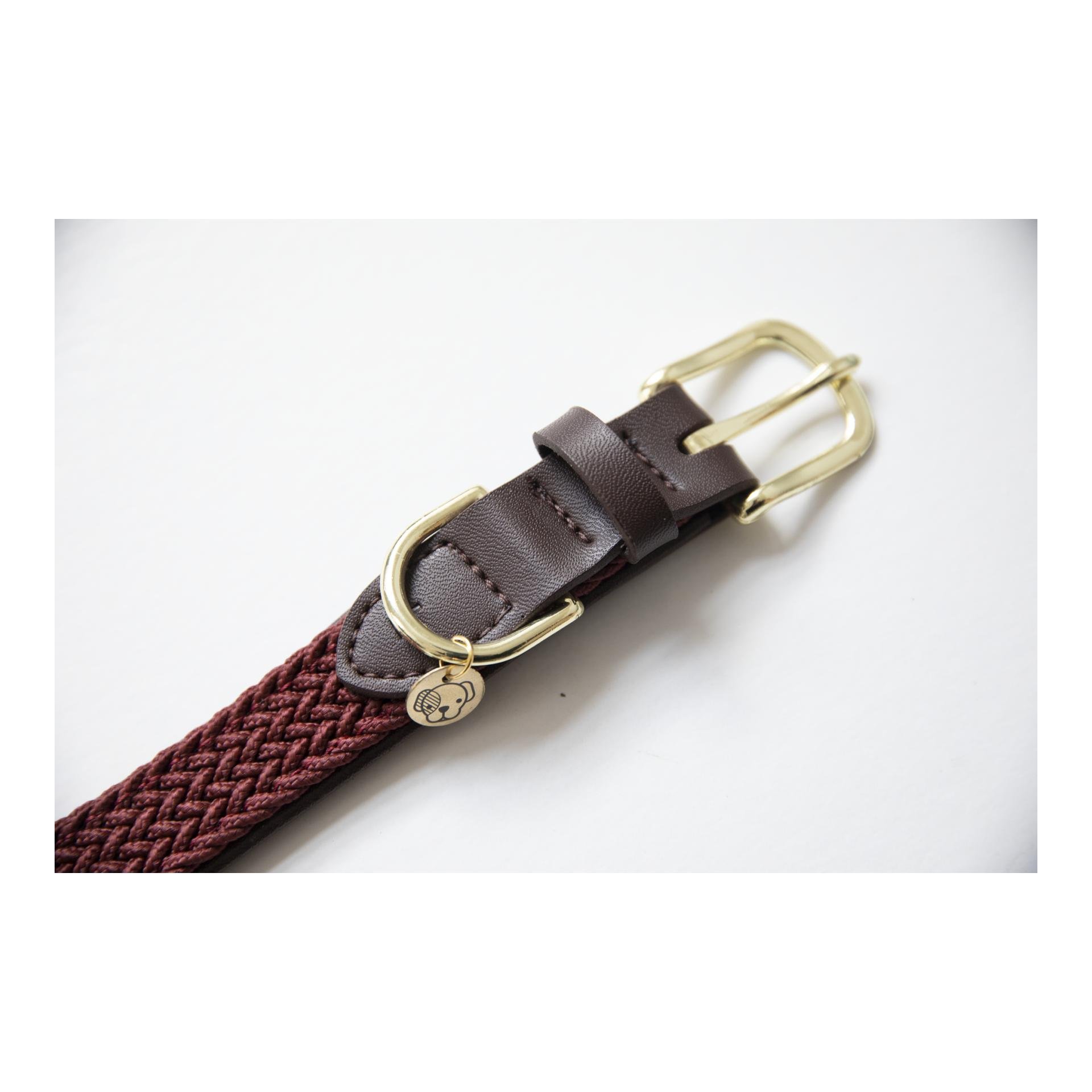Hundehalsband Nylon geflochten - bordeaux