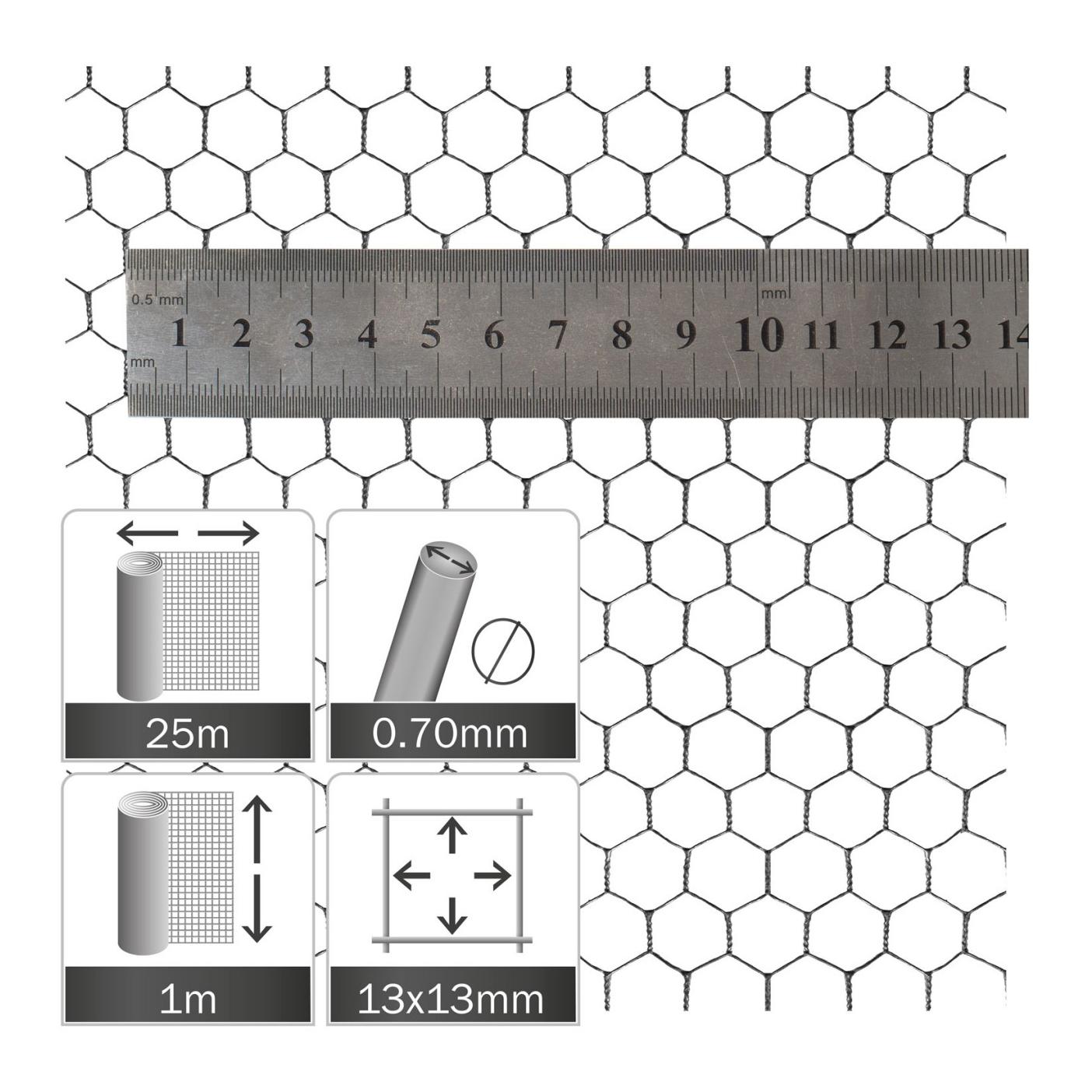 Sechseckgeflecht verzinkt - 13 x 0.70 mm