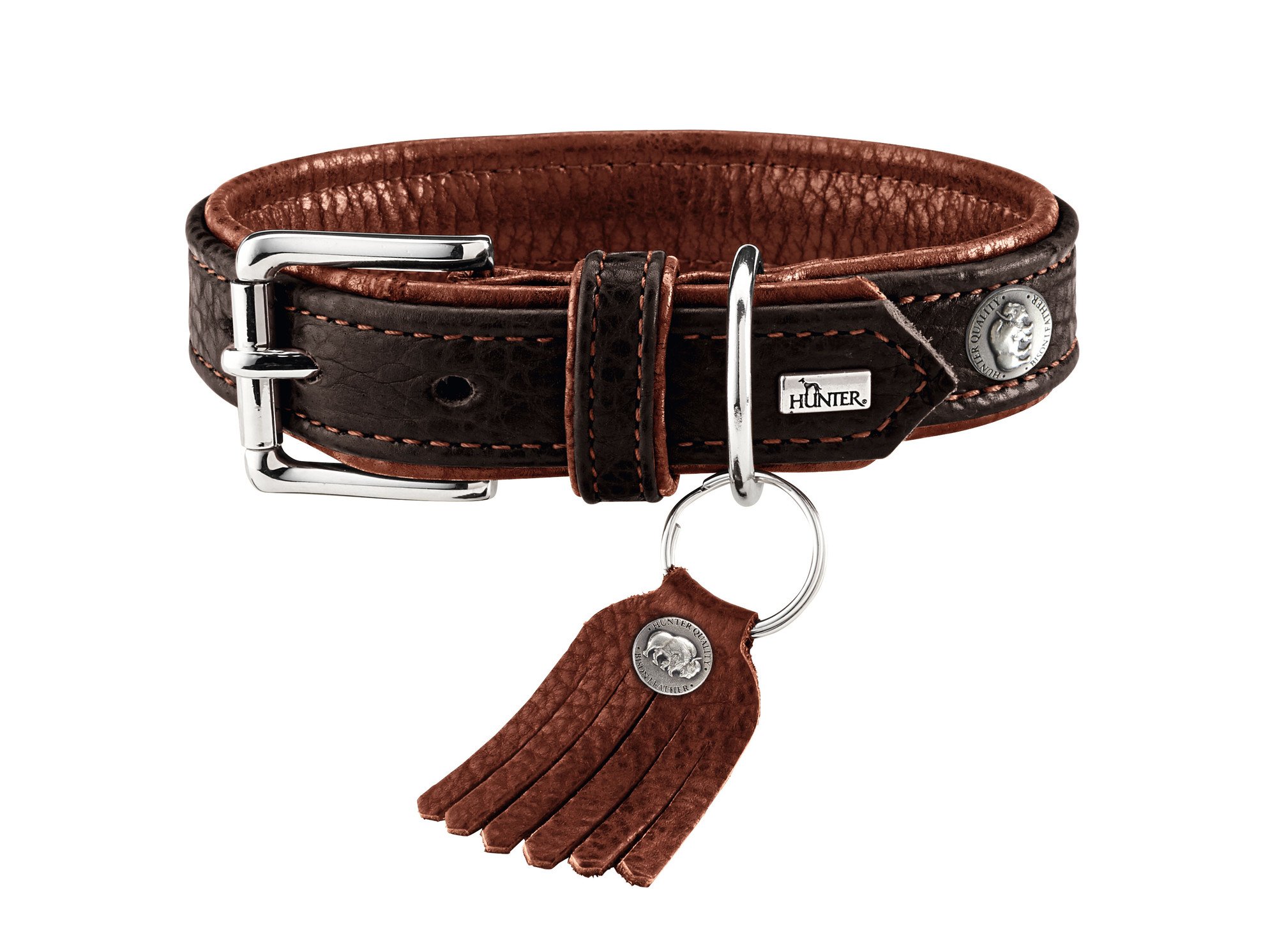 Image of Hunter Halsband Cody Bisonleder - dunkelbraun/cognac bei Hauptner.ch