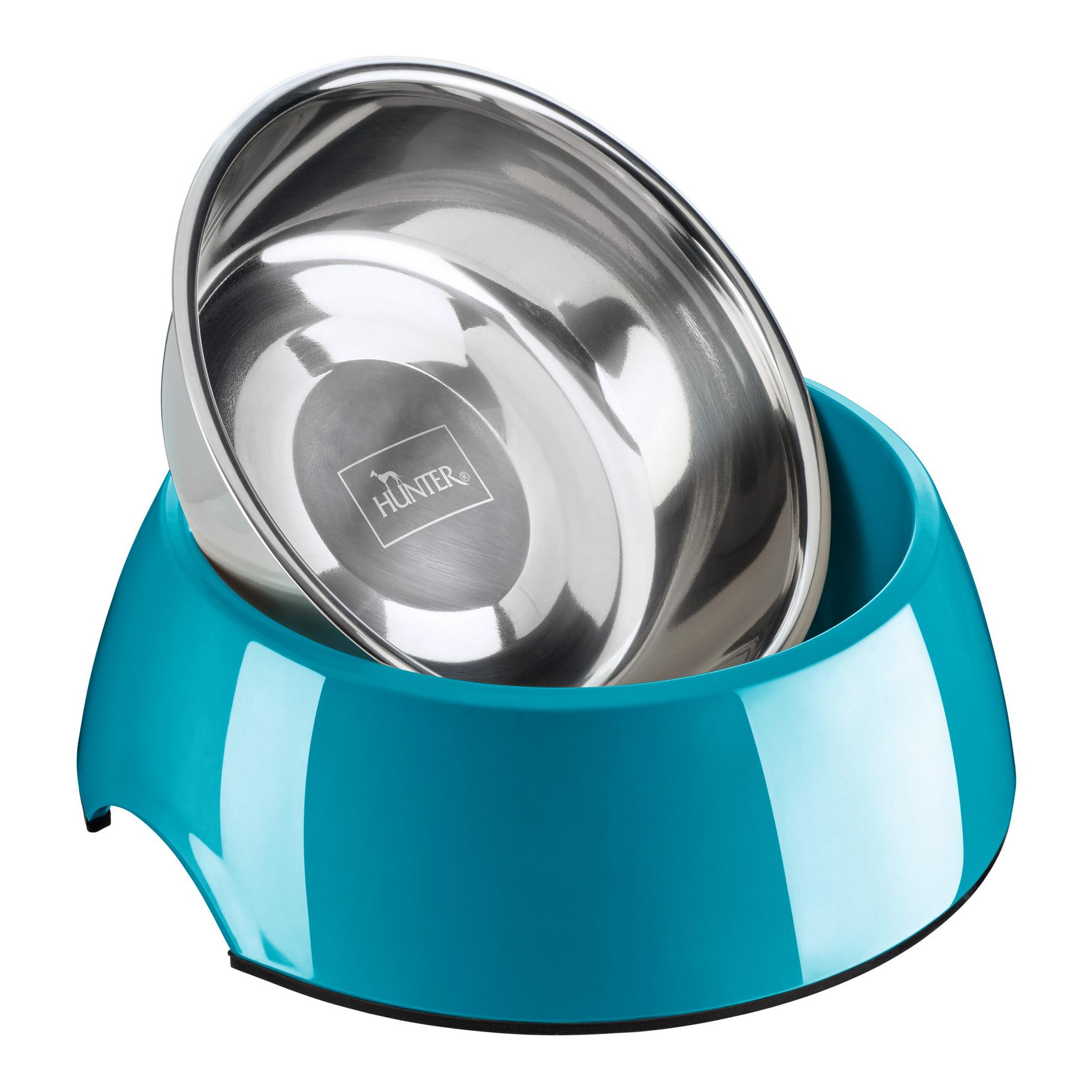 Melamin-Napf mit Edelstahl-Innennapf - petrol