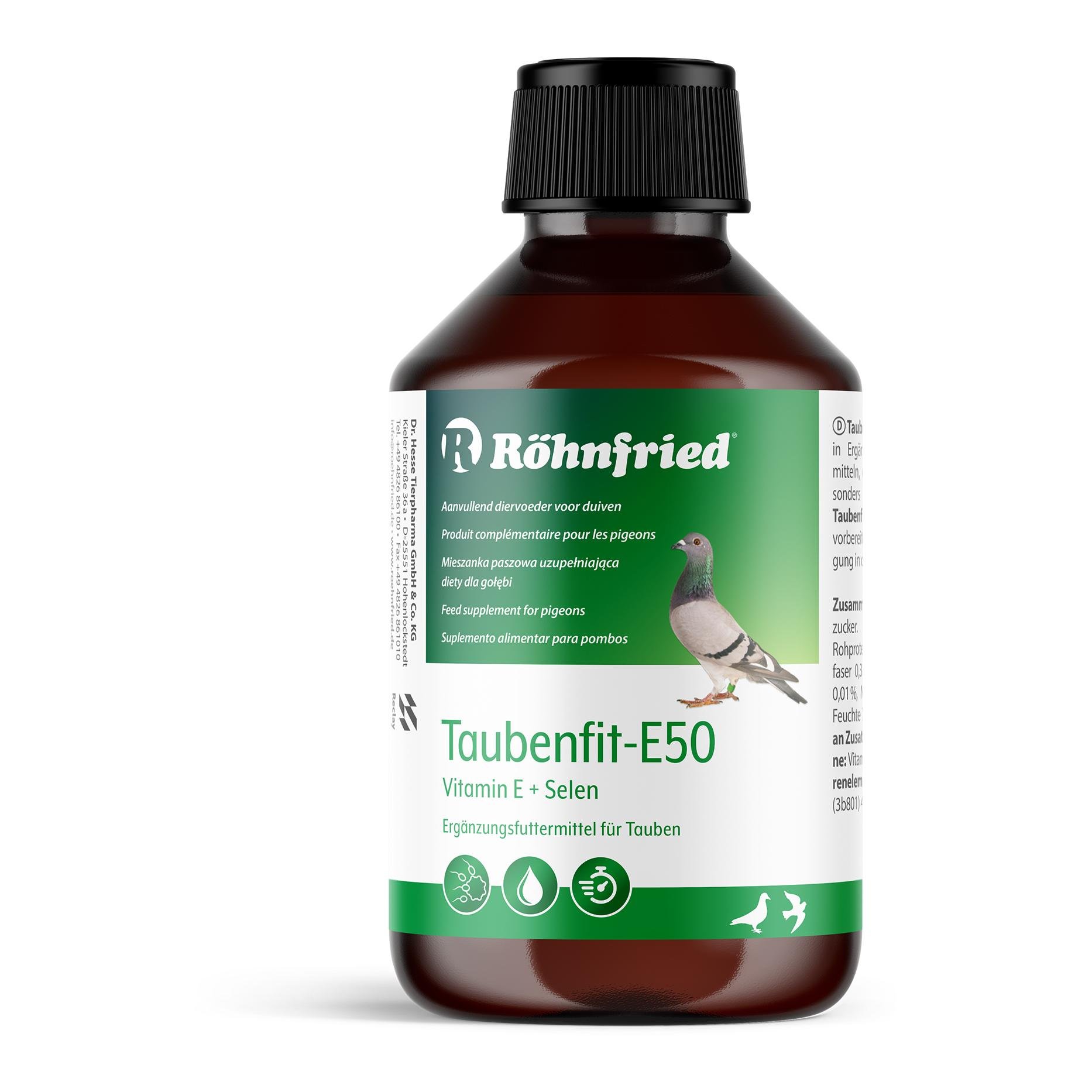 Image of Röhnfried Taubenfit-E 50 - Vitamin E + Selen-Präparat zur Steigerung der Fruchtbarkeit und Zellschutz für Reisetauben - Grün - bei Hauptner.ch