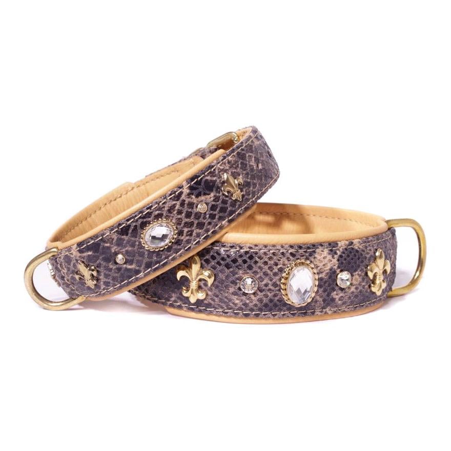 Image of Maul Lederwaren Halsband Sahara Schlangenlederoptik messing - sand bei Hauptner.ch