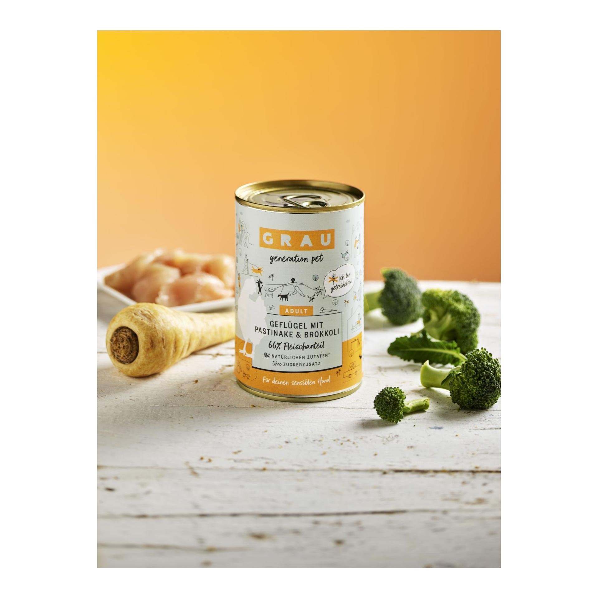 Nassfutter Geflügel mit Pastinake und Brokkoli