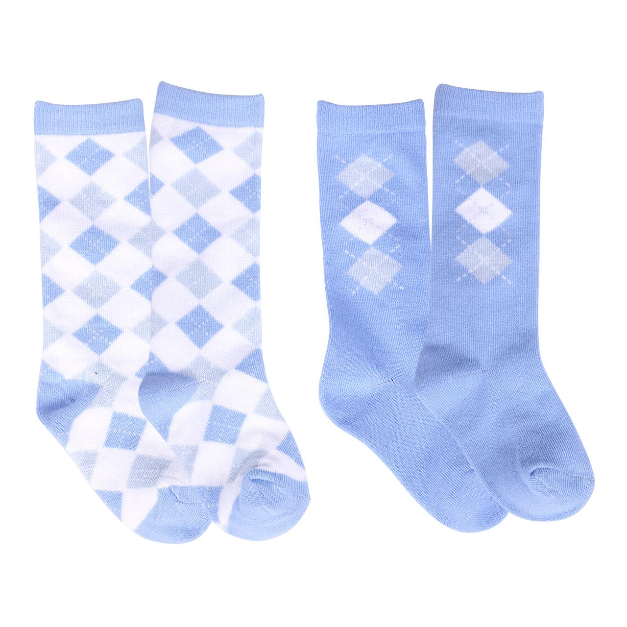 Image of QHP Baby Kniestrümpfe Check (2er Set) - hellblau bei Hauptner.ch