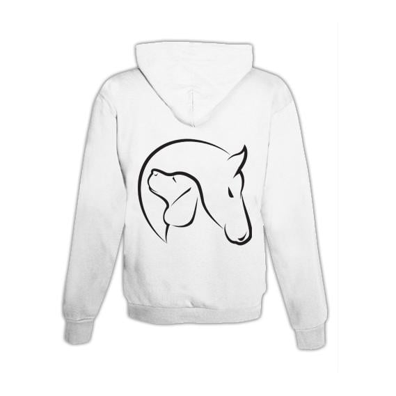 Image of Schwesternuhr Hoodie Horse & Dog Unisex - Weiss - bei Hauptner.ch