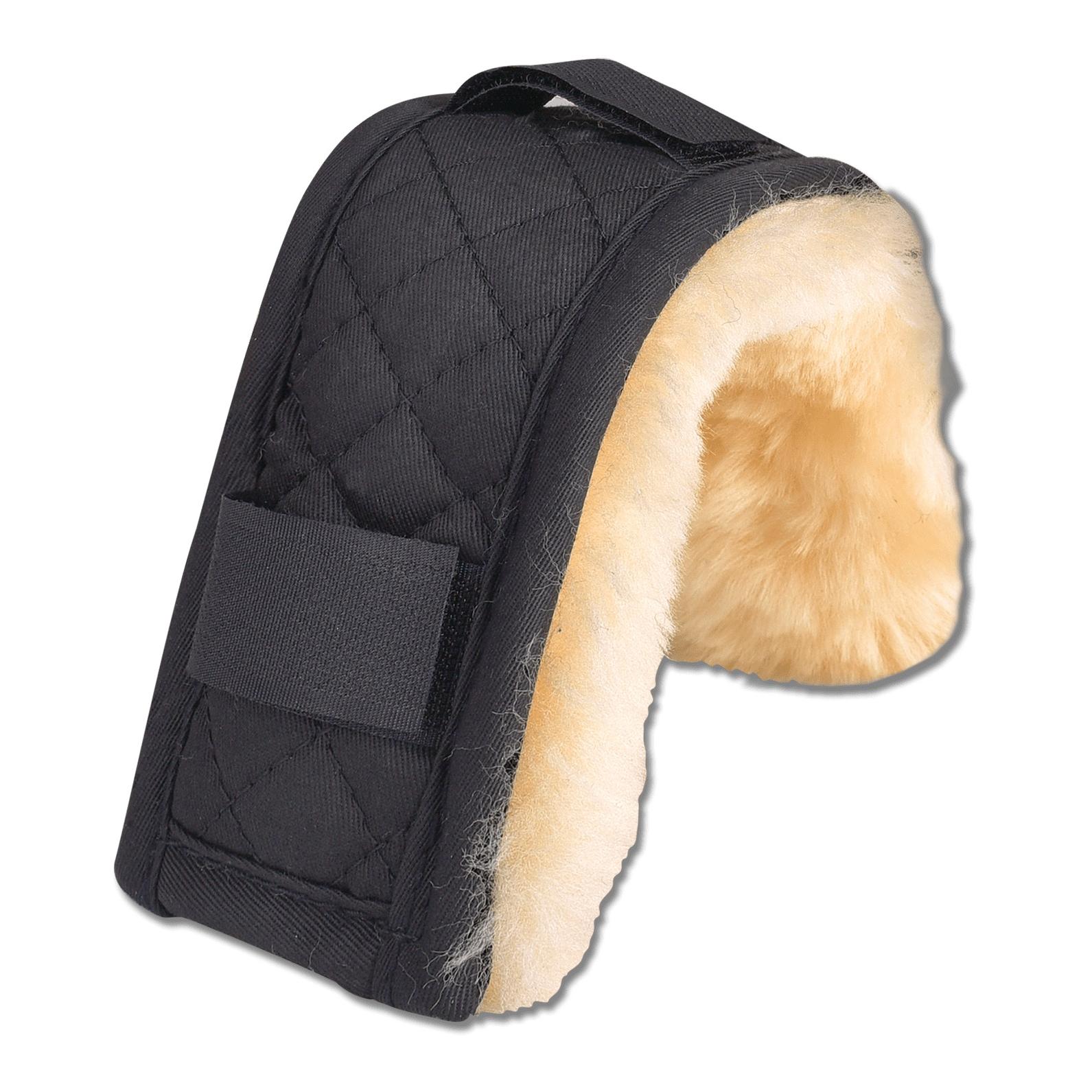 Lammfellpolster mit Klett - schwarz/natur