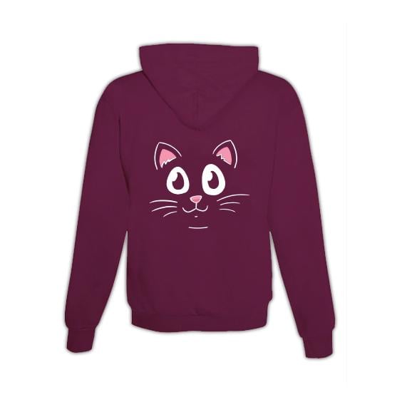 Image of Schwesternuhr Hoodie Katzengesicht Unisex - Burgundy - bei Hauptner.ch