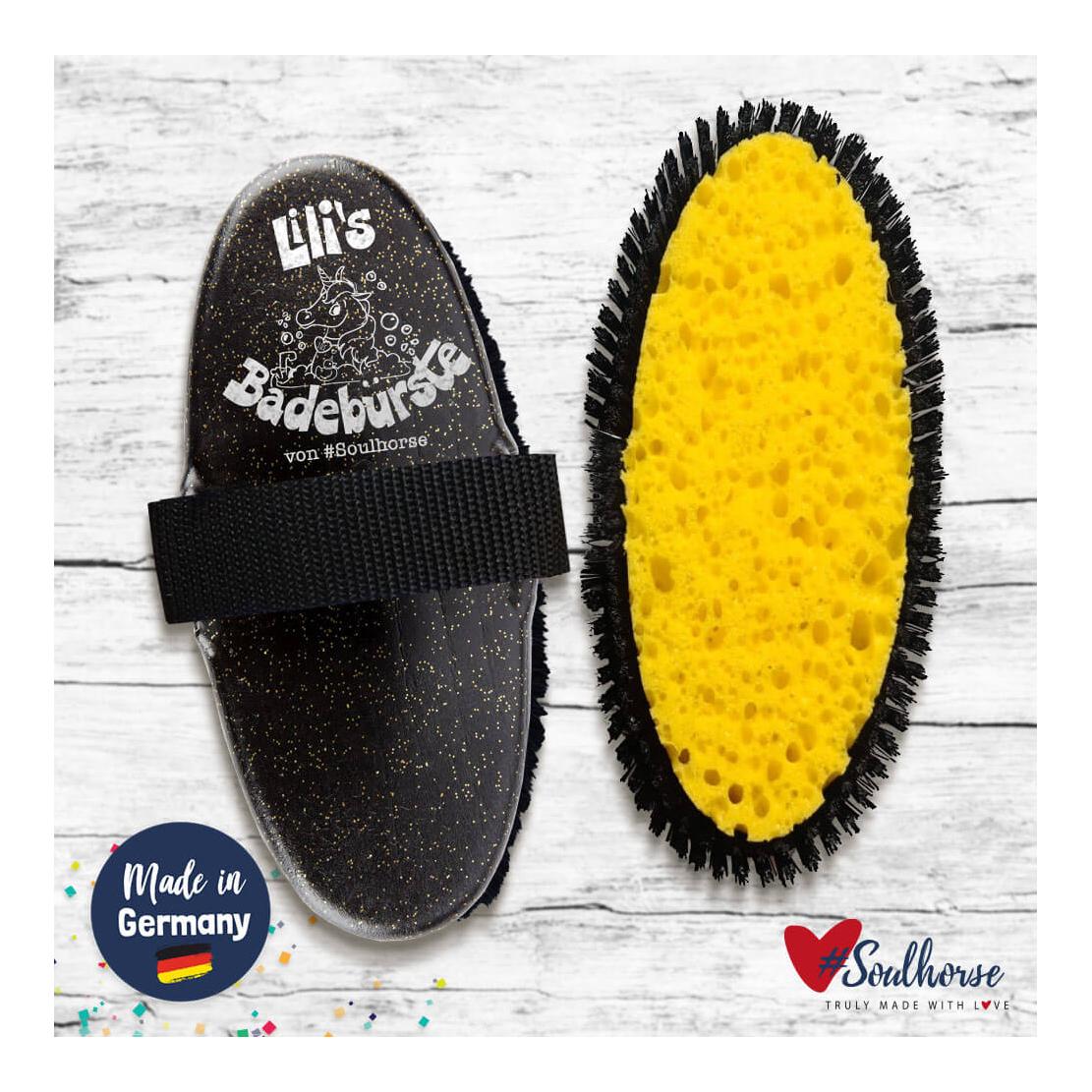 Image of Soulhorse Lili’s Badebürste mit Schwamm - Schwarz/Orange - bei Hauptner.ch