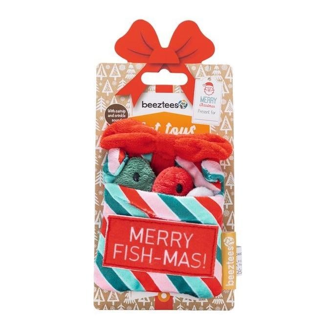 Katzen Weihnachtsgeschenk mit Fischen