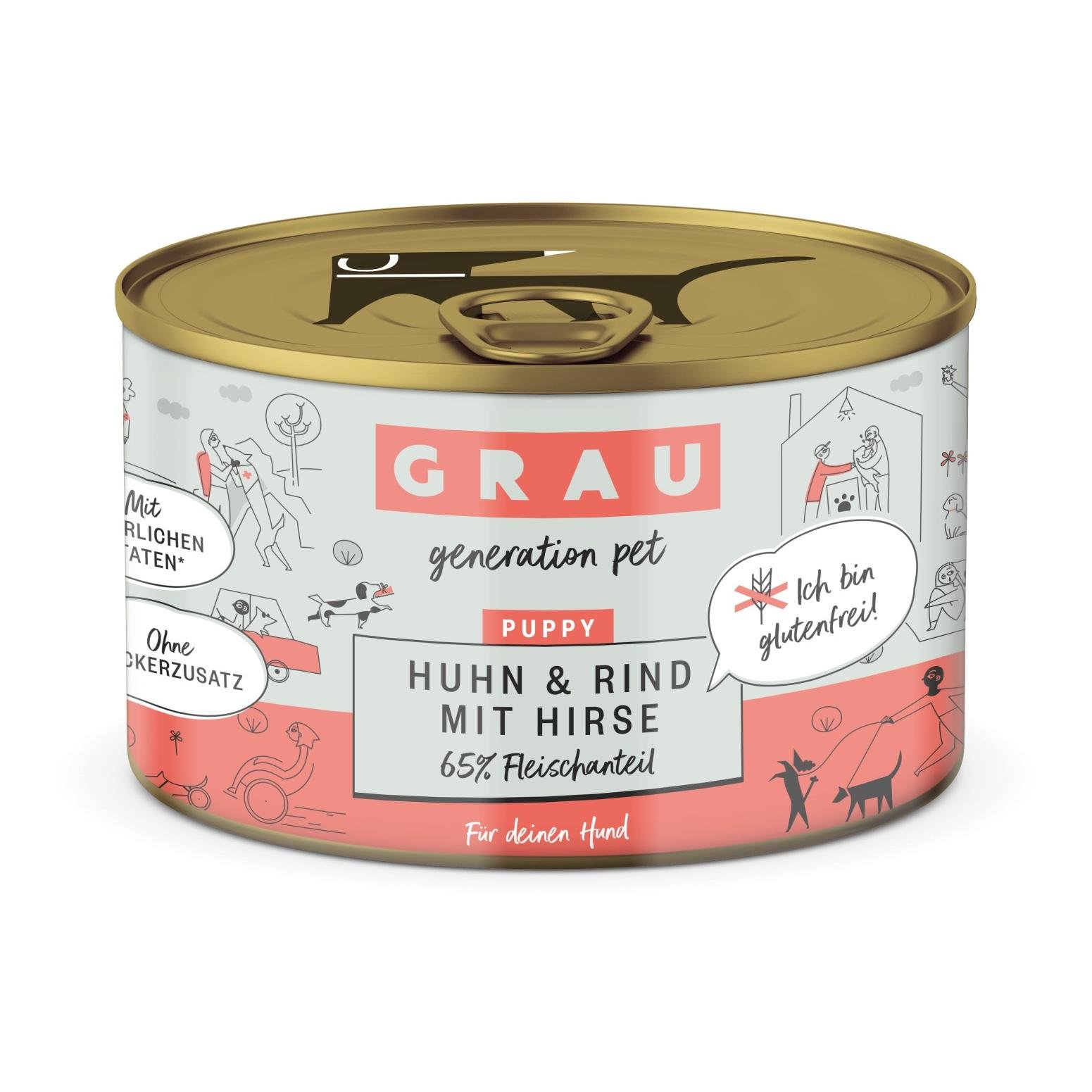 Nassfutter Puppy Huhn und Rind mit Hirse