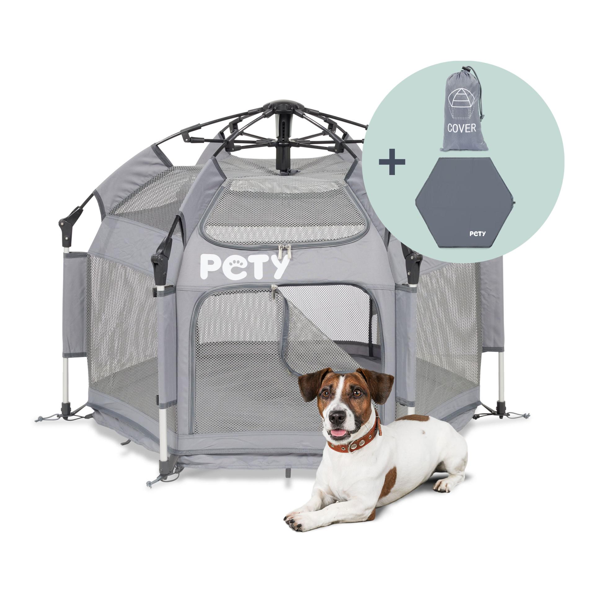 Laufstall Set klein mit Bodenmatte und Dach