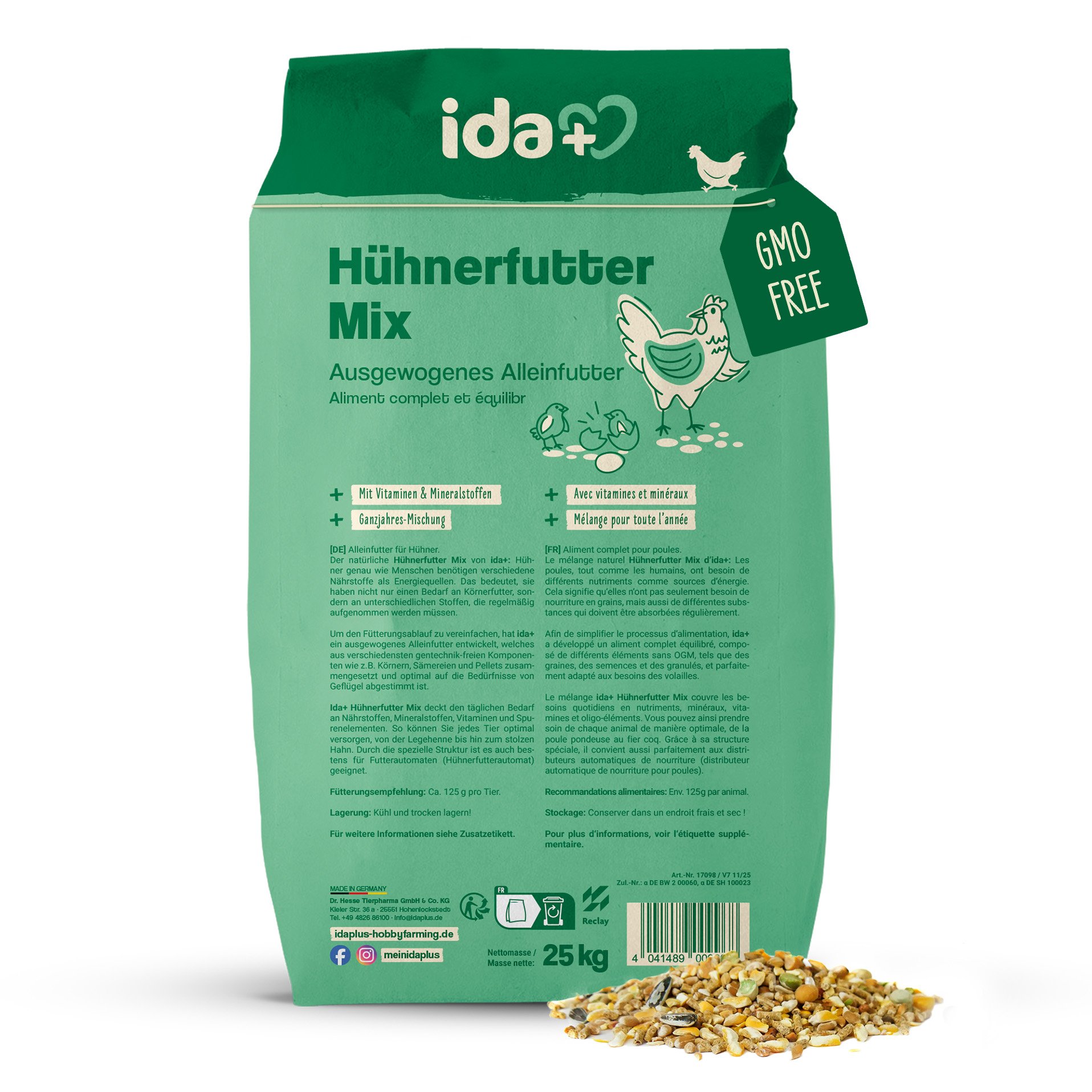 IdaPlus Mélange alimentaire pour poules - Aliment complet équilibré - Mélange pour toute l'année