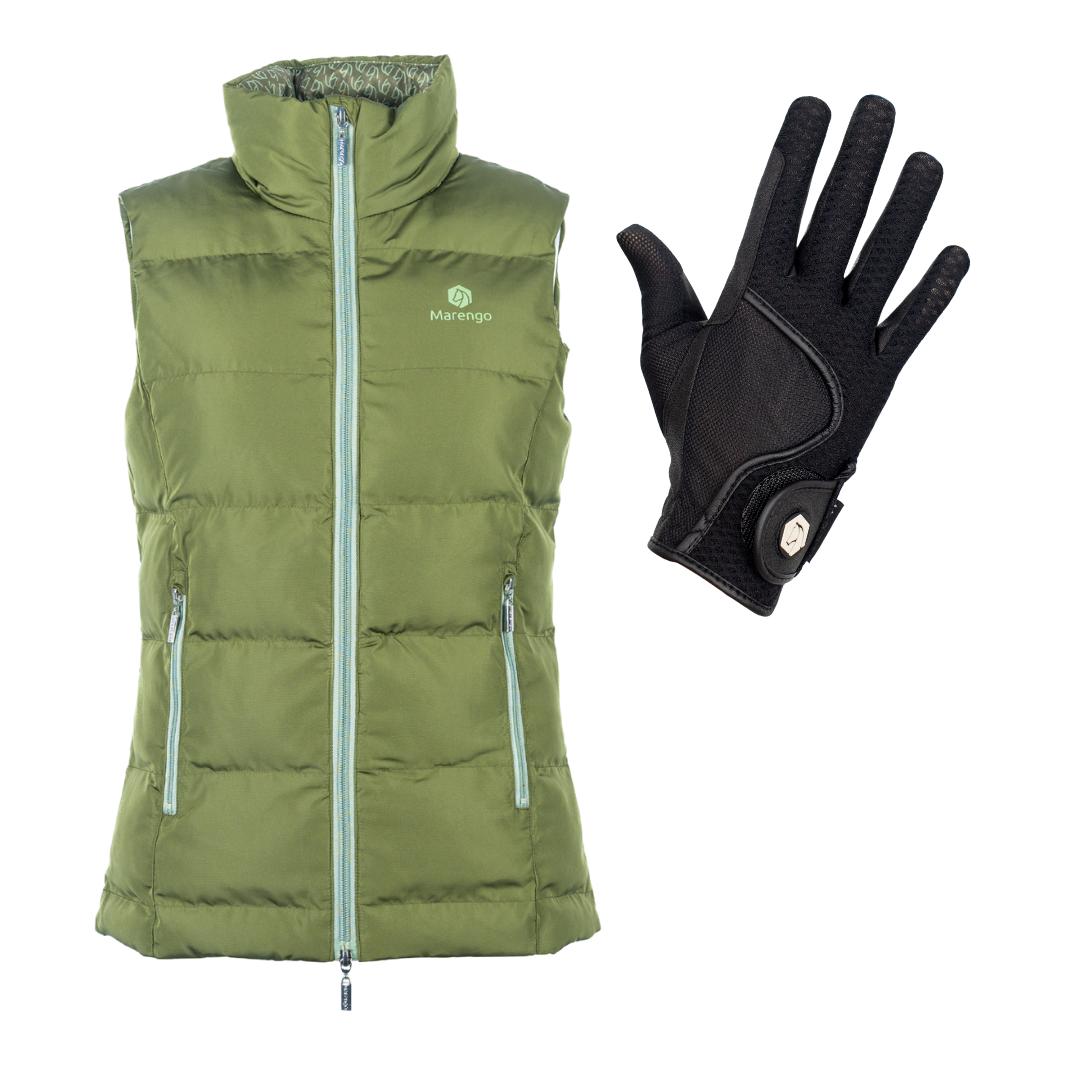 Spar-Set Steppweste Elements & Reithandschuh Mesh Perfection