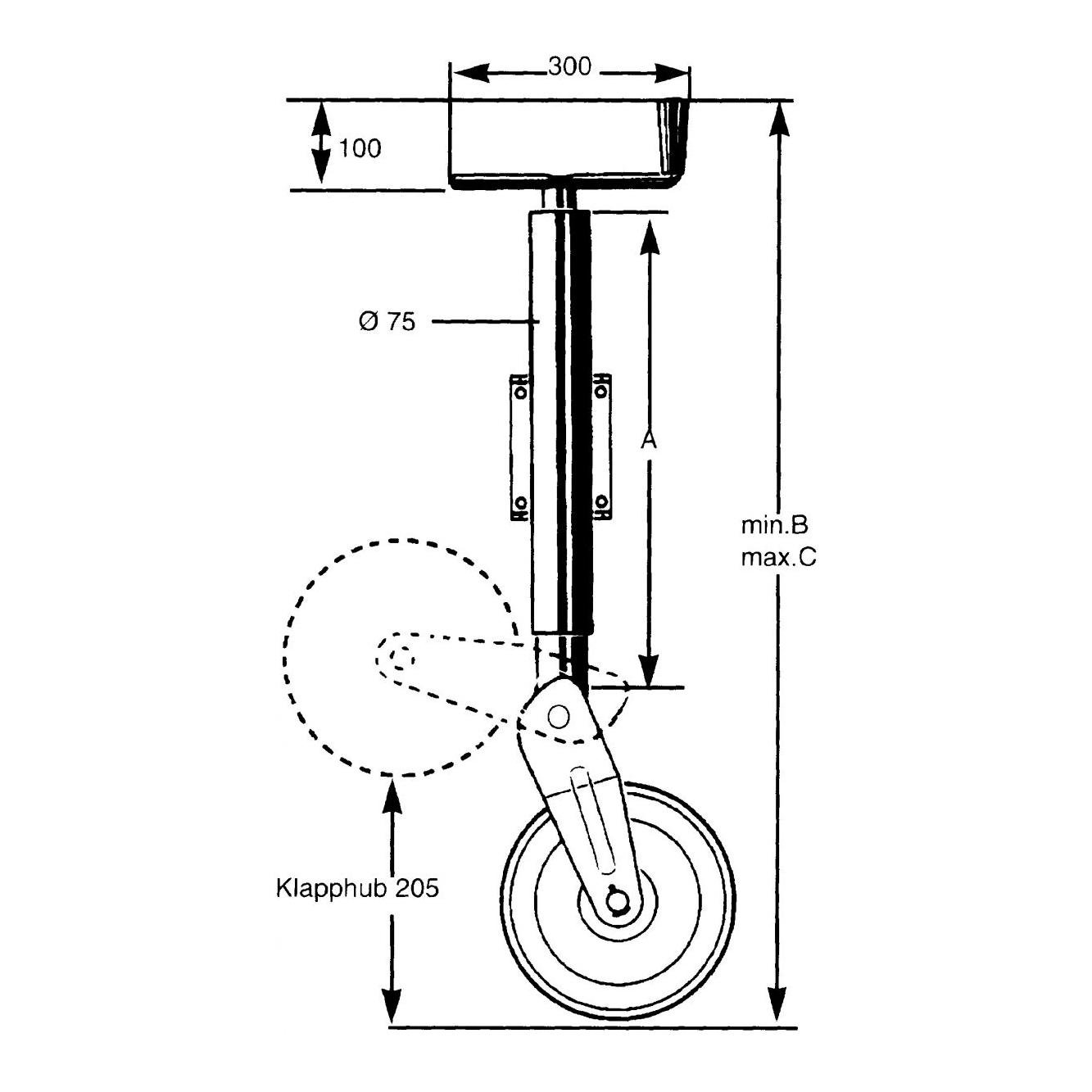 Stützrad - eingedreht 940 mm