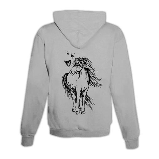 Image of Schwesternuhr Hoodie Pferd mit Herzen Unisex - Grau - bei Hauptner.ch