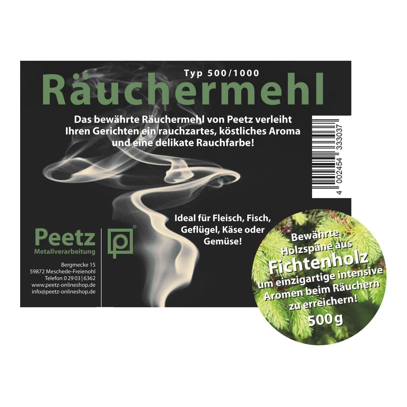 Peetz Räuchermehl Fichtenholz 500g wiederverschließbar 