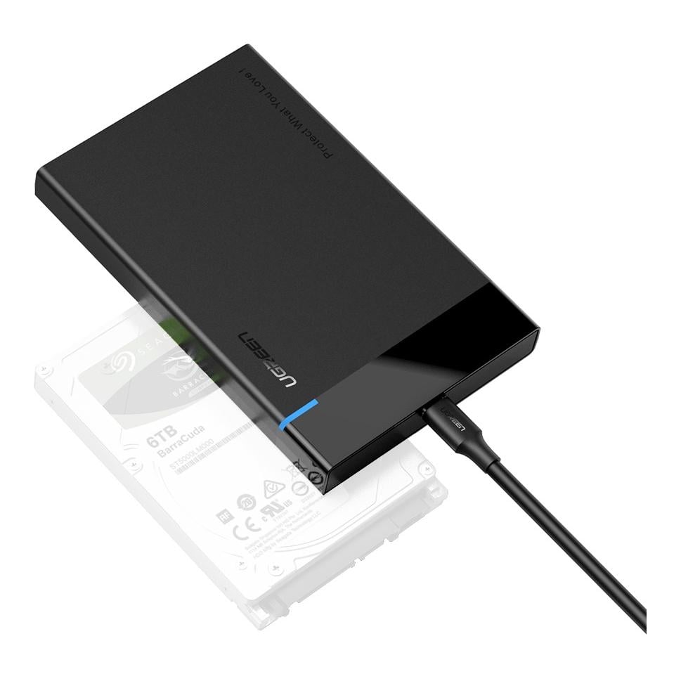 Image of Ugreen USB-C 3.1 zu 2.5'' SATA Hard Drive Gehäuse (6Gbps) - Schwarz bei Hauptner.ch