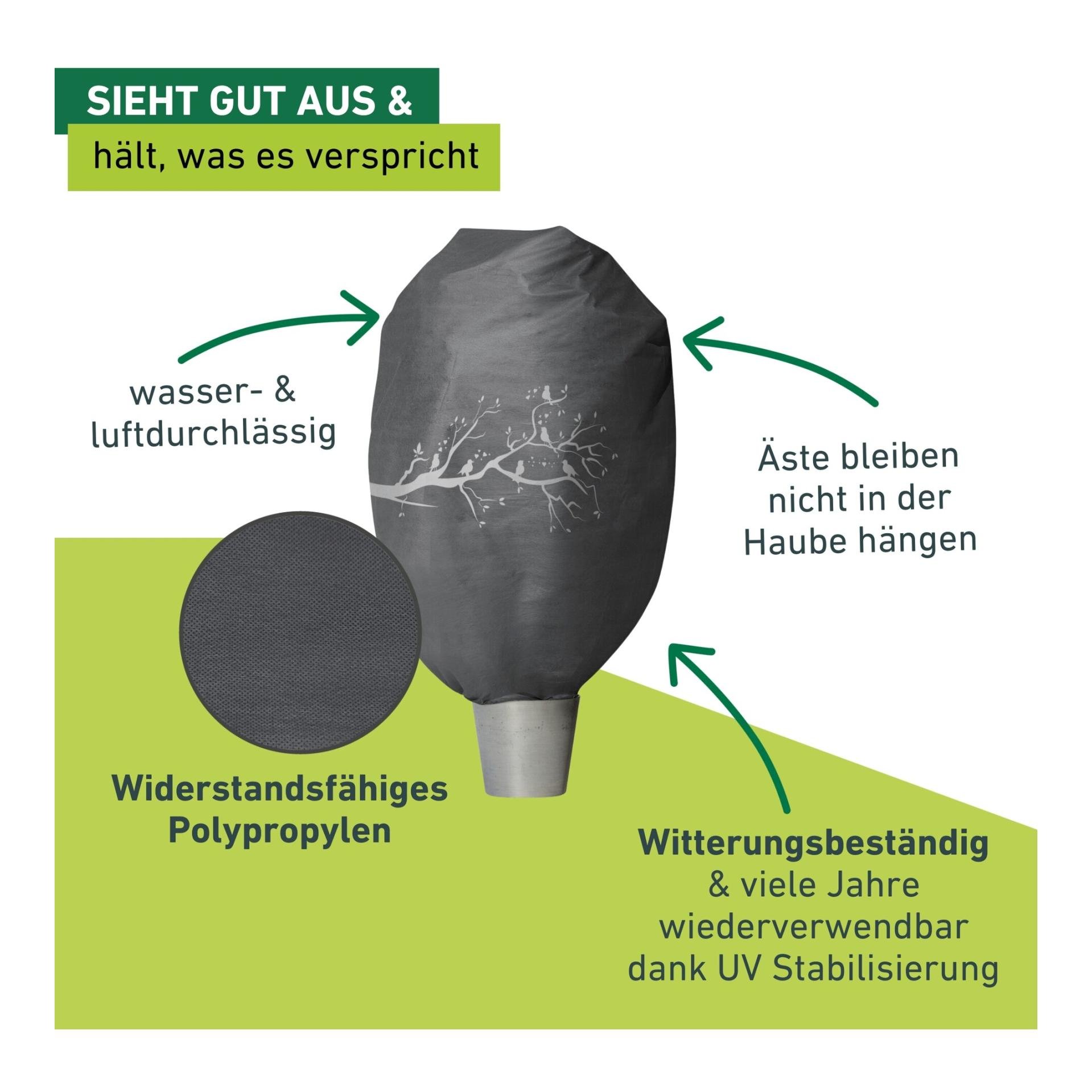 Winter-Deko-Vlieshaube PROTECT Vögel