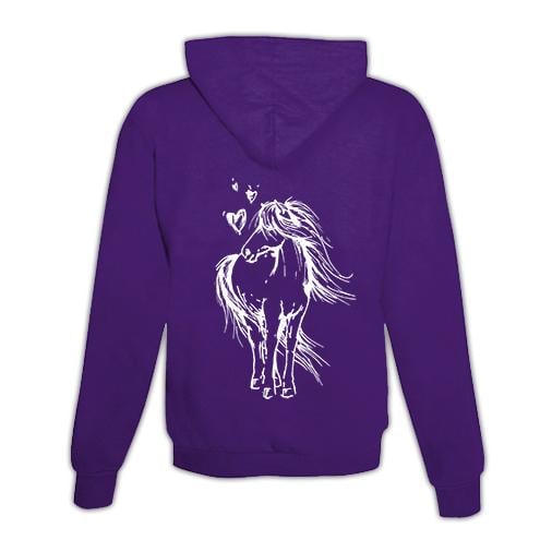 Image of Schwesternuhr Hoodie Pferd mit Herzen Unisex - Lila - bei Hauptner.ch