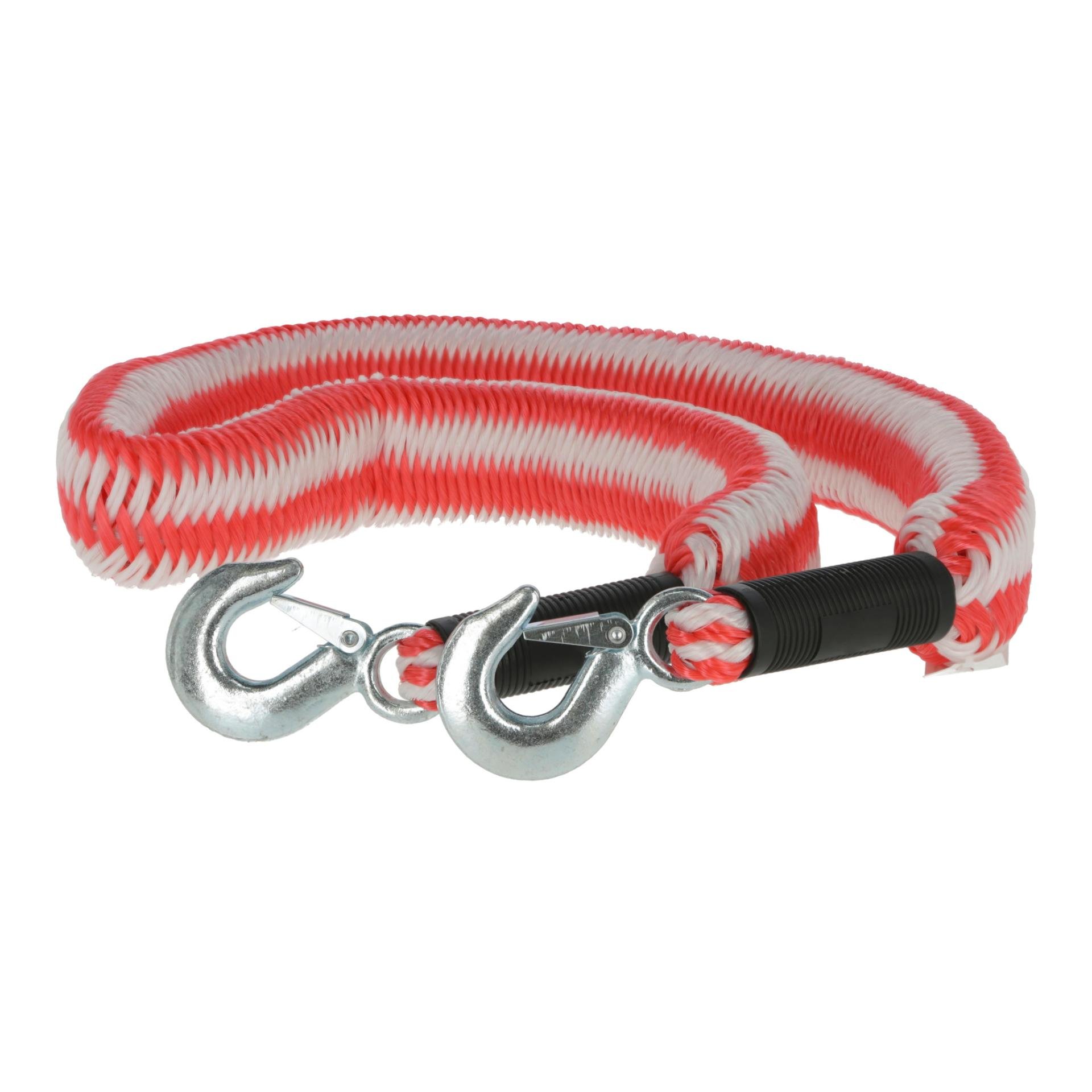 Kerbl Abschleppseil elastisch 4 m, 3500kg, Karabinerhaken & Fahne - Weiss/Rot