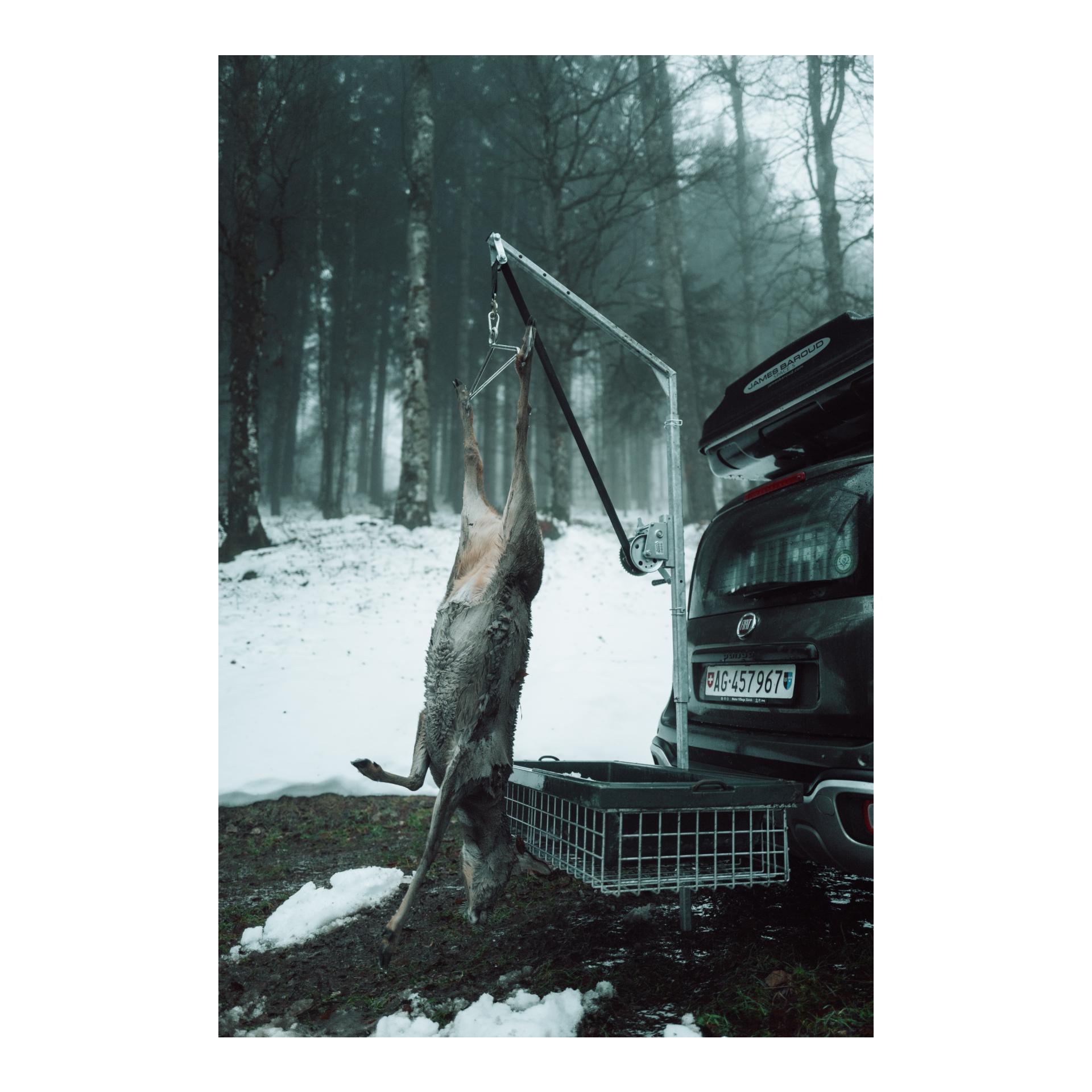 Mobile Aufbrechhilfe für Heckträgermontage