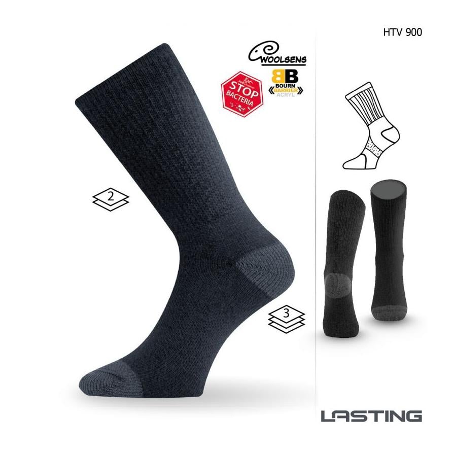 HTV Merinowolle Trekking-Socken - schwarz