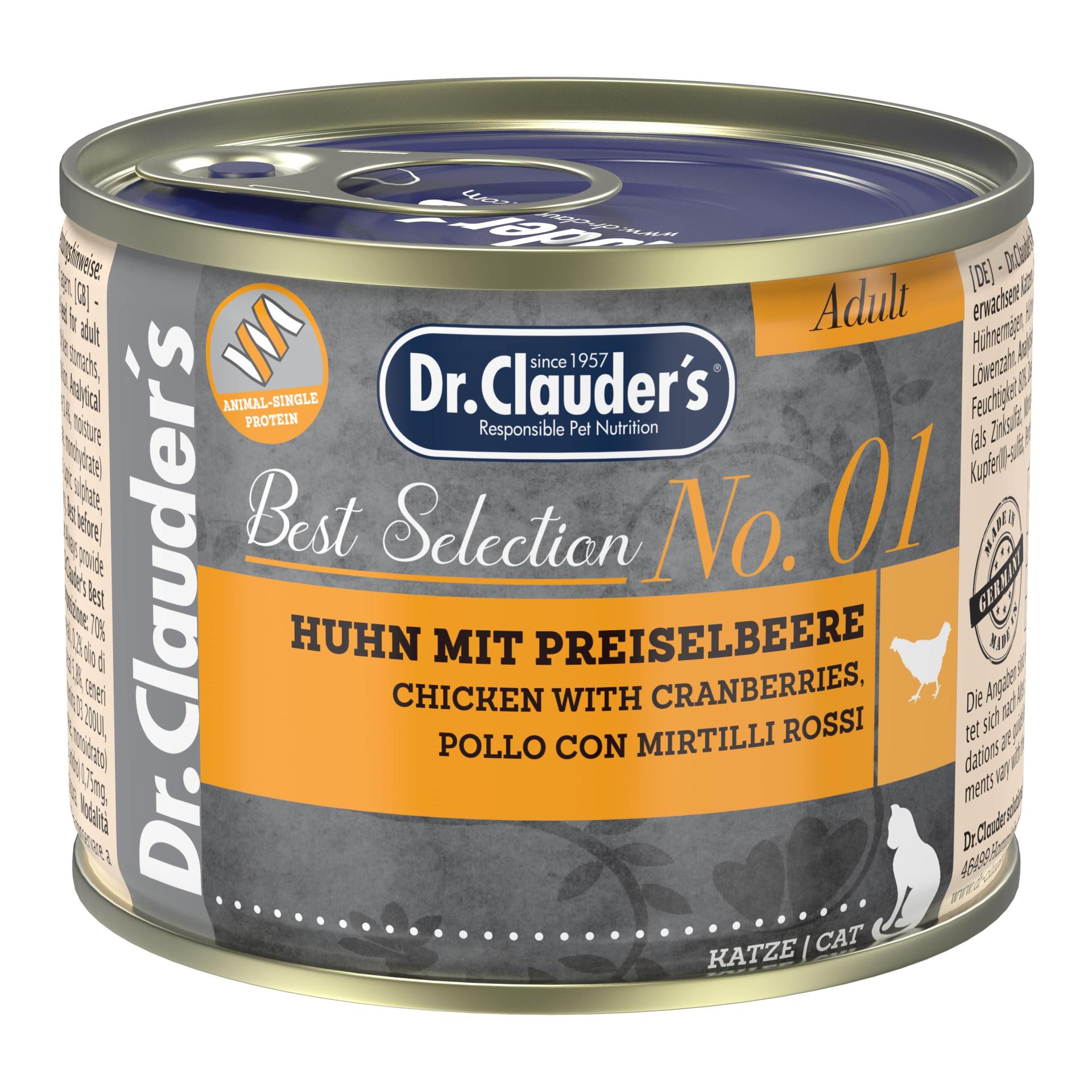 Image of Dr.Clauder's Best Selection Adult No1 Huhn mit Preiselbeeren 200g Dose - Grau - bei Hauptner.ch