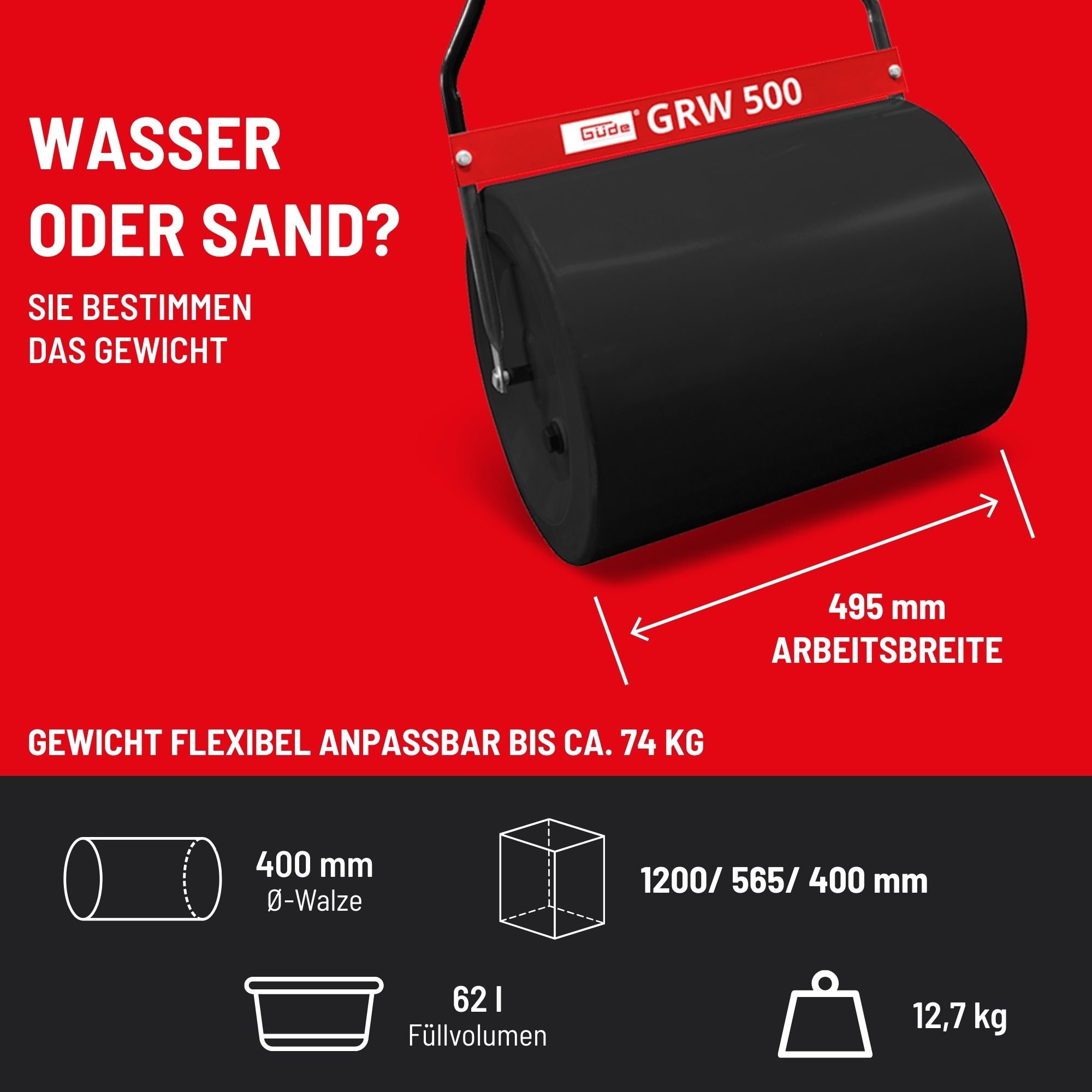 Güde Rasenwalze GRW 500-62 